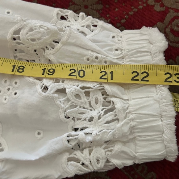 Sundance White Cotton Eyelet Lace Boho princess Blouse Tassel Tie Peasant  PS - Picture 13 of 13